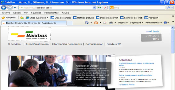 La nueva página web del grupo Baixbus.