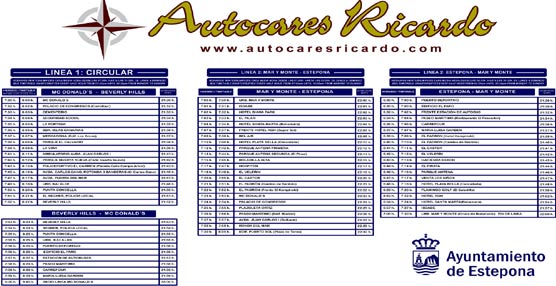 Horarios de líneas de autobuses urbanos de Estepona (Málaga).