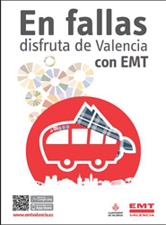 Cartel del dispositivo especial para Fallas de EMT Valencia.