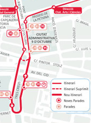 Recorrido de la ampliación de la línea 95 de EMT Valencia.