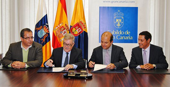 El Ayuntamiento de las Palmas, el Cabildo de Gran Canaria y la Zona Franca firman un convenio para la promoción de la capital Grancanaria y de la isla como plataforma logística.