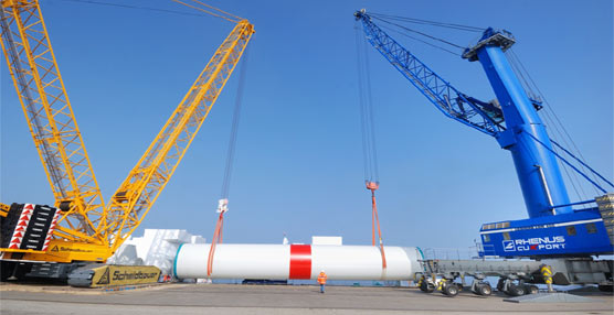 El Grupo Rhenus, a través de su terminal Cuxport, realiza el traslado de equipos eólicos al Mar del Norte