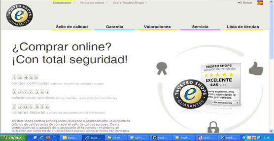 Página web del proveedor de sello de calidad online, Trusted Shop.