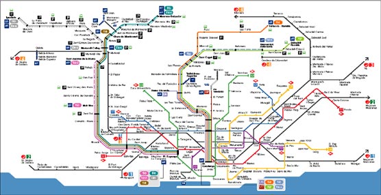 Mapa de ferrocarriles de Cataluña.