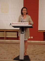 La alcaldesa de Logroño, Cuca Gamarra, durante la presentación del Plan de Movilidad Sostenible. 