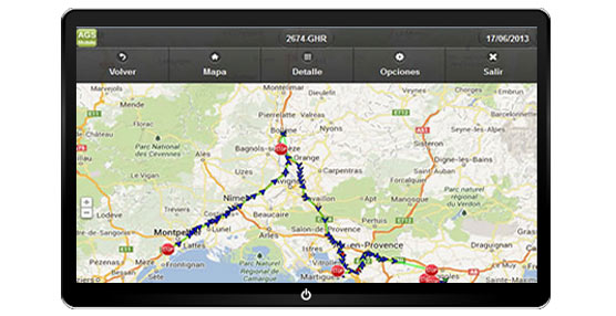 Gráfico de la aplicación en un GPS.