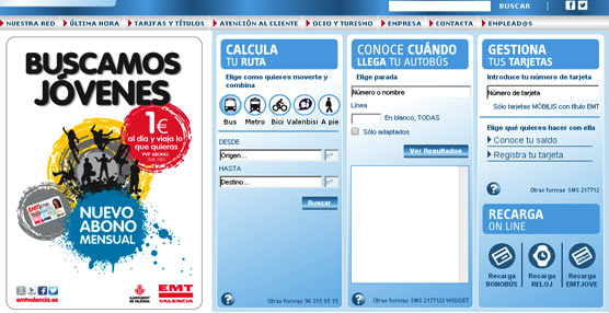 La EMT Valencia cuenta con una media diaria de 6.000 visitas a su web corporativa, con un uso de cuatro minutos por visitante