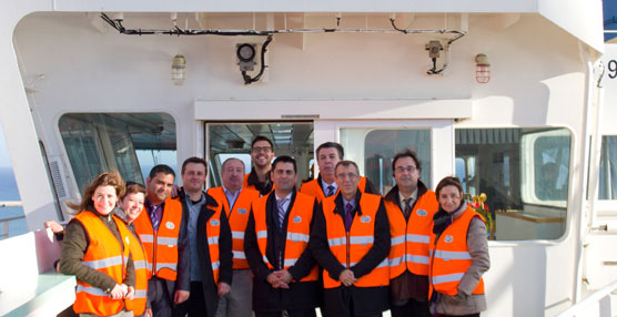 Los representantes del Grupo Moldtrans visitaron el buque Cosco América en el Puerto de Barcelona.