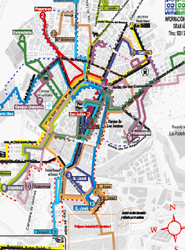 Mapa de las 15 líneas de autboús urbano de Salamanca. Foto: Ayuntamiento de Salamanca.