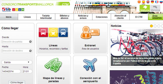 El Consorcio de Transportes de Mallorca mejora su web con nuevas funcionalidades y más información