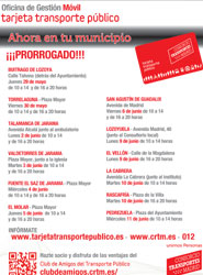 Cartel informativo de los recorridos de la oficina móvil.