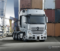 Mercedes est&aacute; promocionando el Actros SLT para transporte pesado, una cabeza con motor OM 473 de 16 marchas