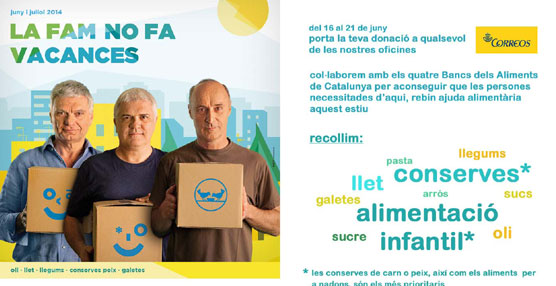Los trabajadores de Correos en Cataluña recogerán alimentos para la campaña ‘El hambre no hace vacaciones’