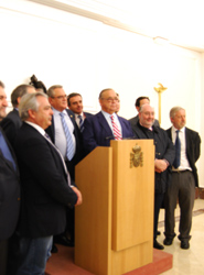 Ovidio de la Roza junto a otros representantes del CNTC durante el encuentro posterior con los medios.