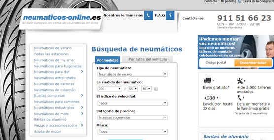 El portal www.neumaticos-online.es ha generado hasta 1.000 comentarios positivos.