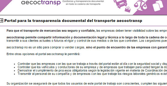 AECOC impulsa&nbsp; Aecoctransp, plataforma &lsquo;online&rsquo; para cargadores y transportistas