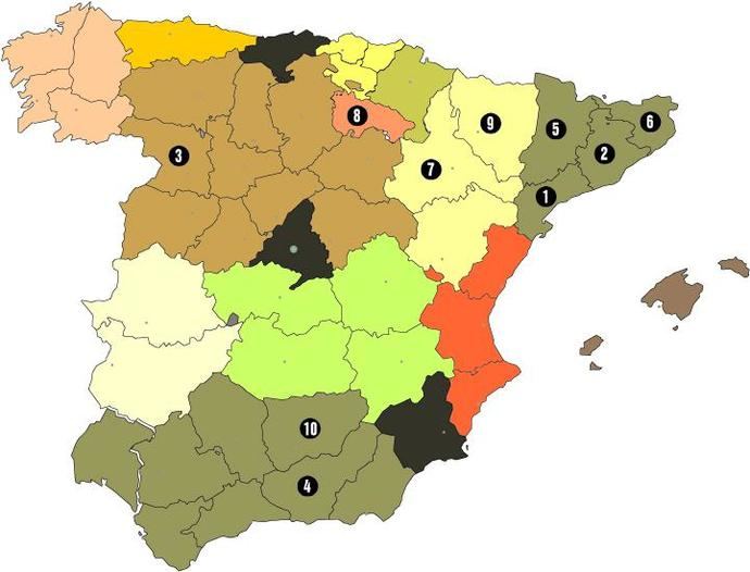 Ocho cambios entre las 10 provincias más baratas