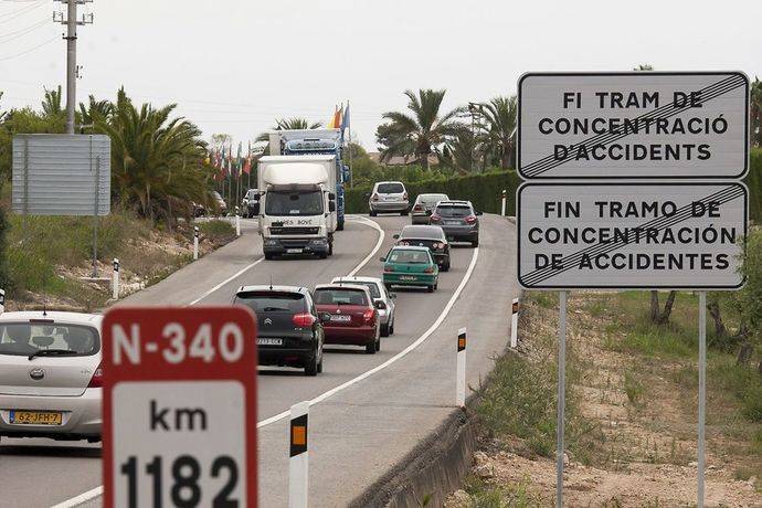 Desvío de camiones de la N-340 a la AP-7 en Tarragona, en enero de 2018