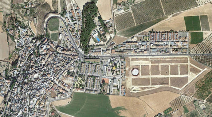 Vista aérea del pueblo granadino de Moraleda de Zafayona.