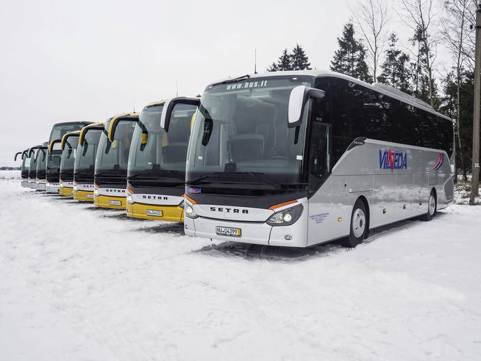 Los nueve autocares Setra de Vilneda Uab.