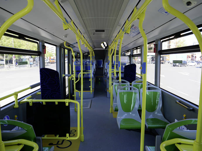 Interior de un Mercedes-Benz Citaro NGT.