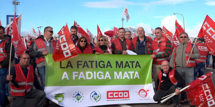 Comisiones Obreras protesta contra los males que afectan al Transporte por carretera