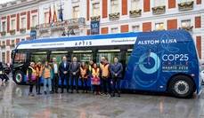 Alsa trasladó a los voluntarios durante la COP25 en un bus eléctrico