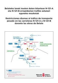 Gráfica de la ruta recomendada y la sujeta a restricciones de tráfico durante las obras.