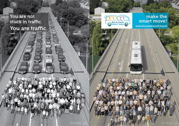 El uso de los autobuses evita la contaminación provocada por una gran cantidad de coches en las calles de las ciudades.