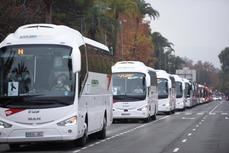 Autobuses manifestándose.