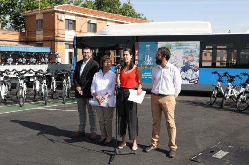 Presentación del balance de los primeros seis meses de gestión municipal de BiciMAD, a cargo de la EMT de Madrid.