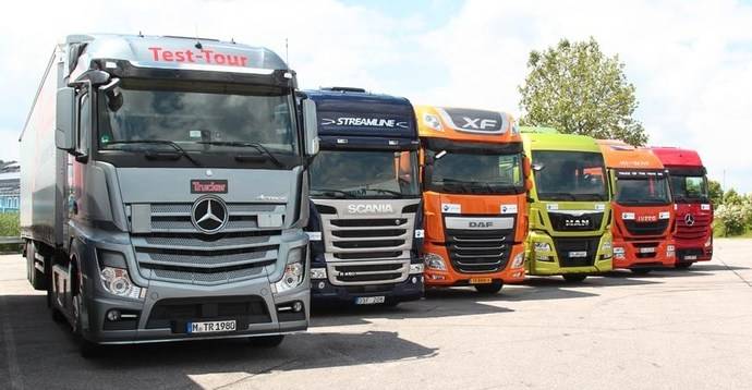 Camiones de algunos de los fabricantes acusados por el Cártel.