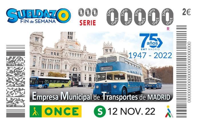 El 75º Aniversario de EMT Madrid, protagonista del cupón de la Once