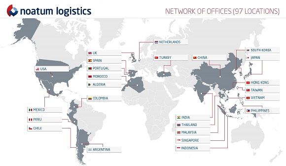 Lugares en los que tiene presencia el Grupo Noatum Maritime.