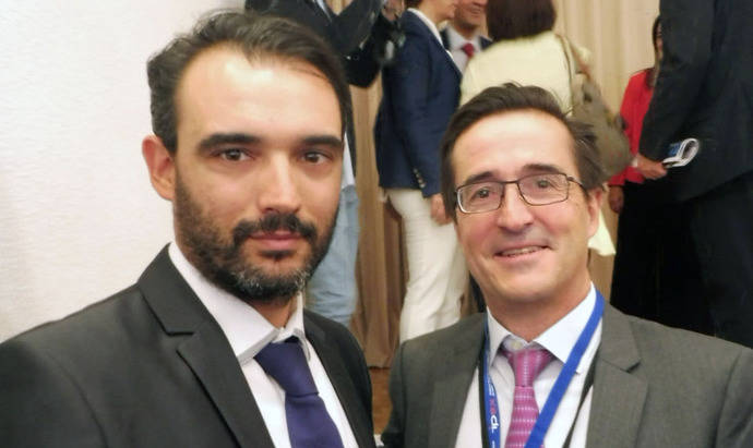 Miguel Ángel González Naranjo, director adjunto a Plataforma Central Iberum, junto a Fernando Laviña, Director del Instituto de Promoción Exterior (Ipex) de Castilla-La Mancha.