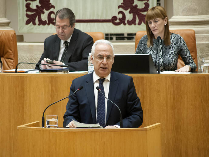 José Ignacio Ceniceros, en su comparecencia ante el Parlamento riojano.