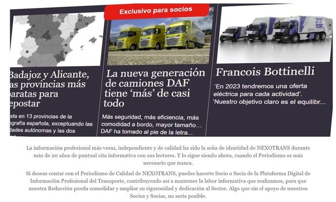 La Plataforma del Transporte de NEXO ofrece Contenidos Exclusivos solo para Socios