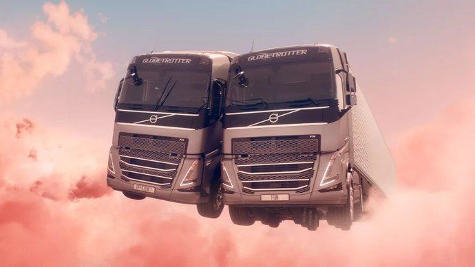Dos camiones Volvo caen rendidos el uno al otro en la nueva película