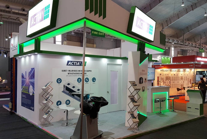 El stand de Actia en Busworld India.