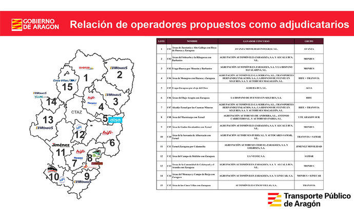 Aragón incorporará 403 núcleos de población al servicio de autobús