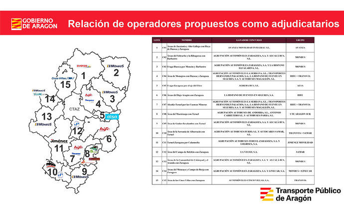 Aragón incorporará 403 núcleos de población al servicio de autobús