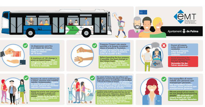 EMT Palma realiza campaña informativa para promover buen uso del transporte
