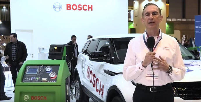 Uno de los stands de Bosch durante la feria Motortec Automechanika 2017.