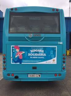 Autobús destinado a la iniciativa de 'Semana Solidaria Arriva Galicia'.