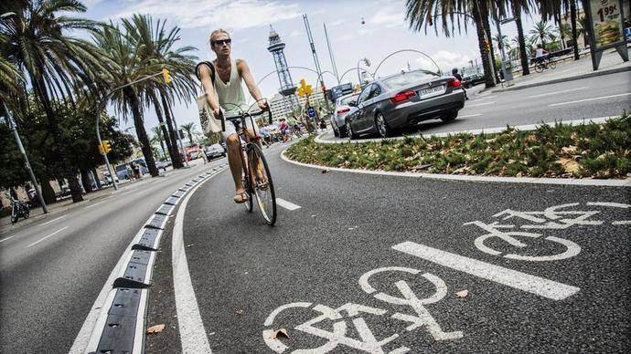 Un carril bici de la ciudad de Barcelona.