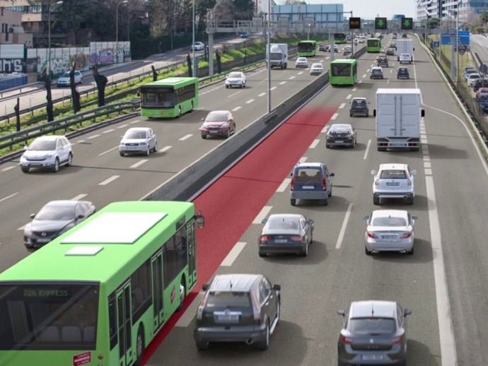 Avances en el carril BUS-VAO en la autovía A-2 en Madrid