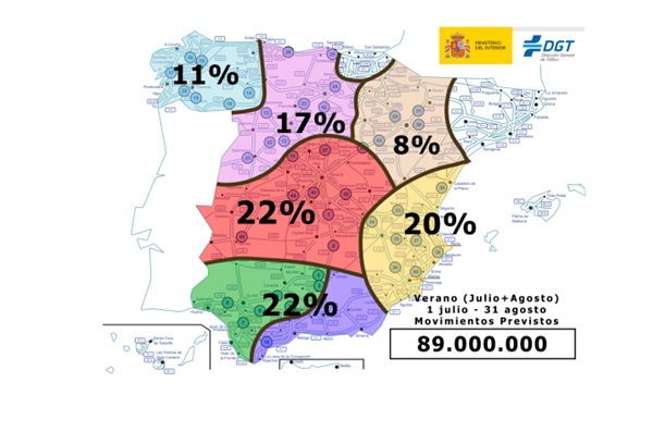 Mapa  número de desplazamientos en España