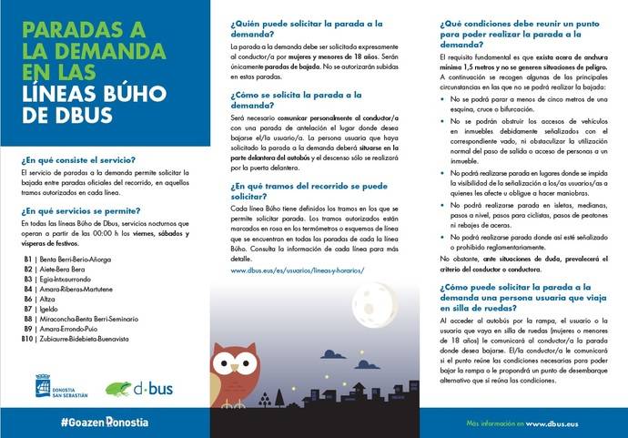 Imagen del nuevo folleto informativo sobre las líneas búho de Dbus.