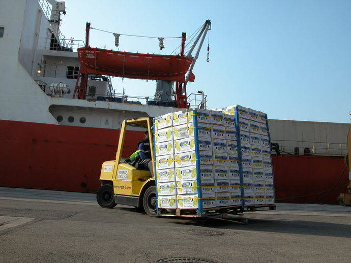 Mercancía de frutas y verduras en puertos españoles