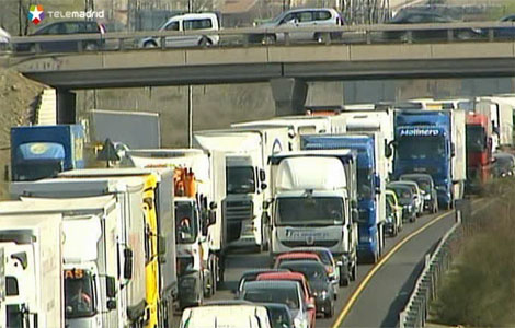 Congestión de tráfico en Madrid.